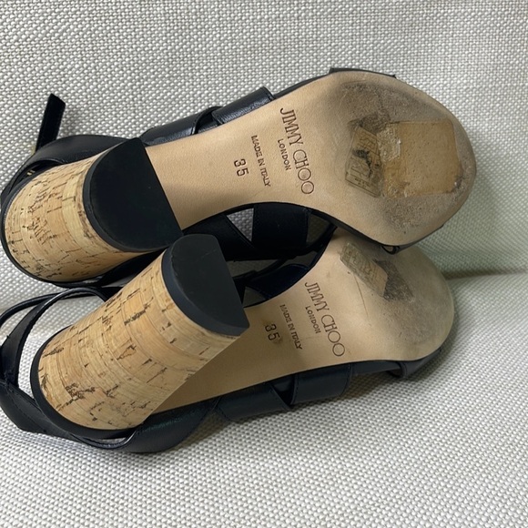 Jimmy Choo Margo 80 Cork Heeled Sandals Size 35 - Picture 5 of 6